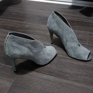 Halogen Grey Suede 9.5 Peep-Toe Heels